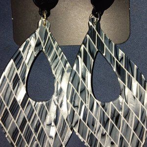 Paparazzi, black, white, and silver earrings